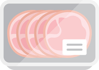 スーパーのパックに入った、ロースハムのアイコンのイラスト
