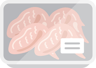 スーパーのパックに入った、生の手羽先のアイコンのイラスト