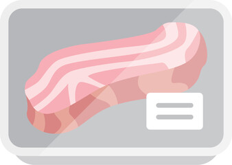 スーパーのパックに入った、ブロックベーコンのアイコンのイラスト