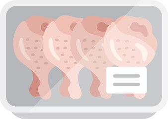 スーパーのパックに入った、生の手羽元のアイコンのイラスト