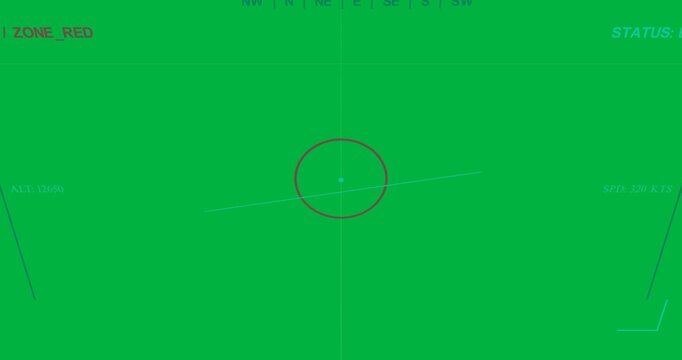 On lock, HUD reticle rotating, cyan line tilting, readouts updating on transparent bg for tracking