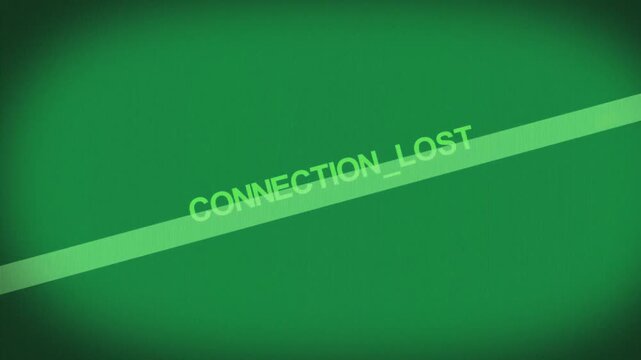 Neon bar entering TL sweeping, crossing CONNECTION_LOST, flickering, showing offline on transparent