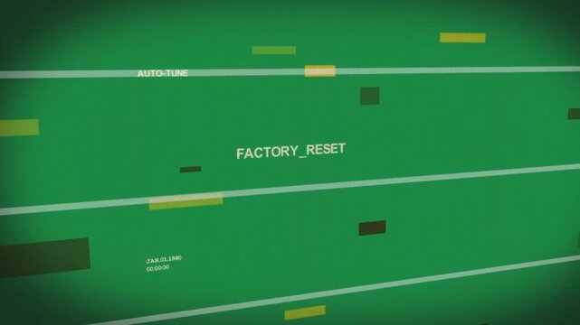 On reset UI showing FACTORY_RESET AUTO-TUNE bars sliding across lanes rendering transparent bg