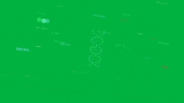 HUD grid forming column pulsing markers shifting readouts flashing showing live data on transparent