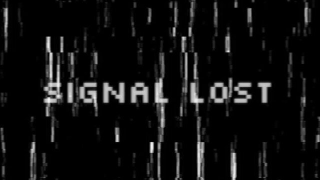 Glitchy Signal Lost Screen with Static and Vertical Lines.