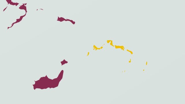Turks and Caicos Islands map. Animated zoom into the country on the Globe in Pale Mint Dark Pink color palette. Country logo animation with round text and airplanes. Map with meridians, parallels.