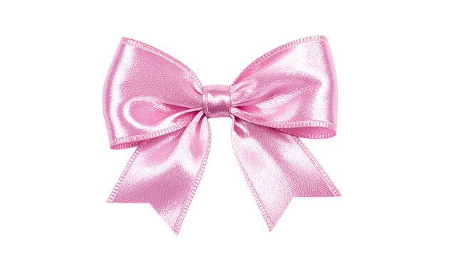 Elegant satin pink ribbon bow isolated on transparent background