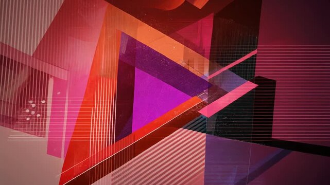 An abstract composition composed of intersecting angular planes and parallel lines