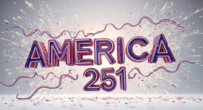 Vibrant America 251 celebration with red, white and blue fireworks