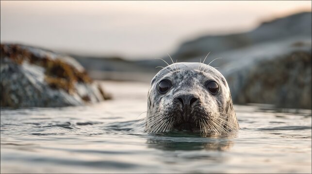 Seal resting on sandy beach looking at camera
