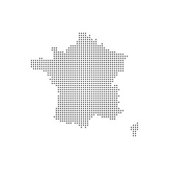 France map dotted, black point, on white background. Vector illustration