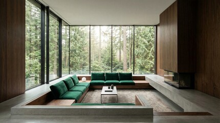 modern living room with wooden floor