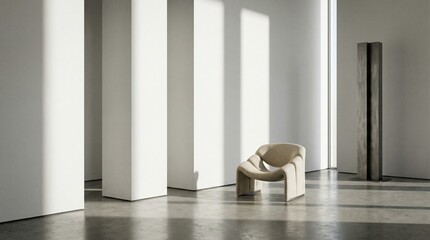 interior of a room with a man