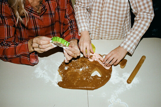 Decorating gingerbread cookies for the holidays  
