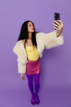 Stylish gen z woman creating content 