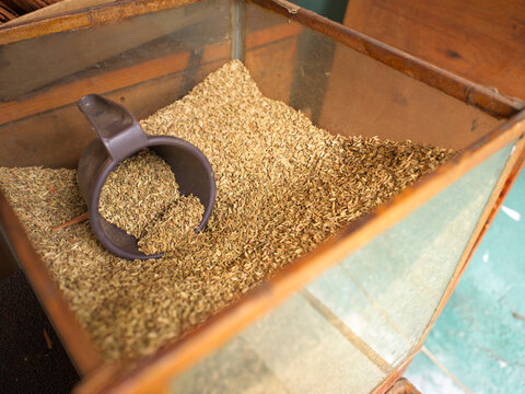 Cumin Seeds for sale Seeds in a Sri Lankan Spice Shop