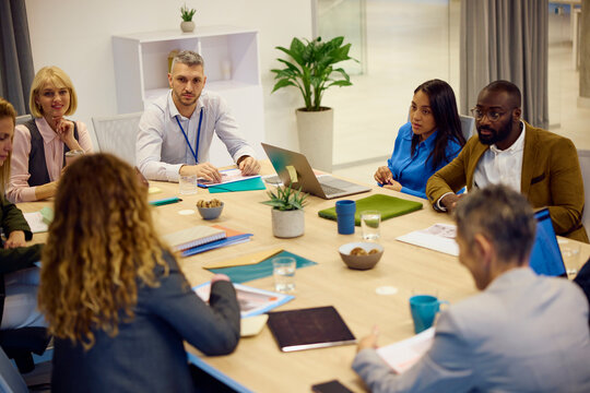 Corporate gathering in a modern office