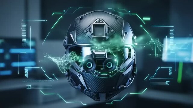 Futuristic Helmet with Advanced Technology Display.