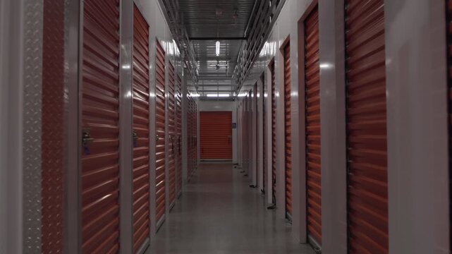 Camera dolly through hallway of a storage unit