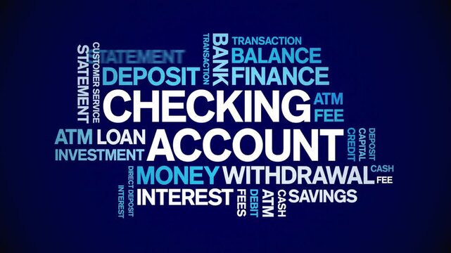 Checking Account animated word cloud-text design animation tag kinetic typography seamless loop.