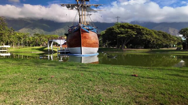 Replica of Leander ship. This vessel functions as museum that recreates the corvette in which General Francisco de Miranda brought the Venezuelan flag in 1806, Caracas Venezuela