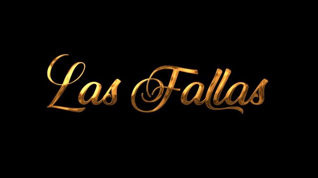 Las fallas text animation in gold. Suitable for promotional materials for las fallas festival or cultural events. Ideal for advertising.