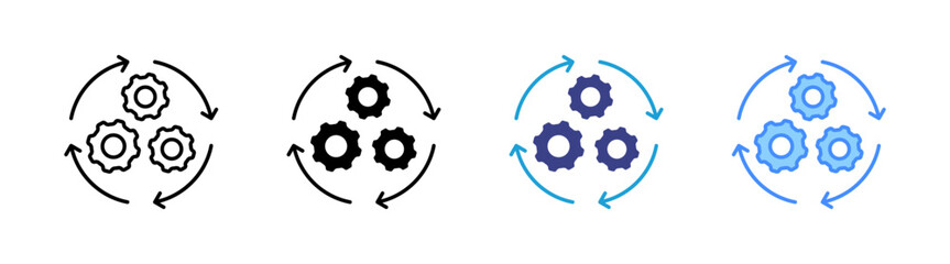Continuous  icon set multiple style collection