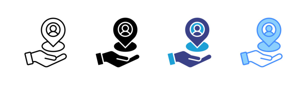 Placement icon set multiple style collection