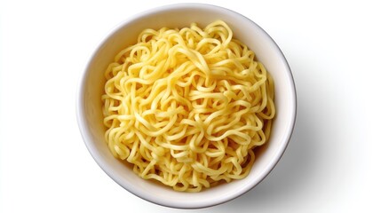 Freshly Cooked Noodles in a White Bowl Isolated on a Bright Background Ideal for Food Photography and Culinary Presentations