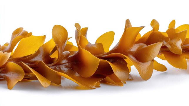 Vibrant and Textured Brown Kelp Seaweed Sitting Against a Clean White Background for Nature and Nutrition Themes