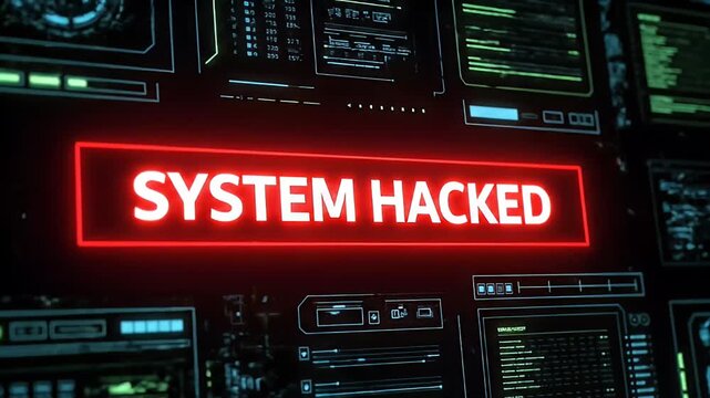 System Hacked Alert Digital Cyberattack Security Breach