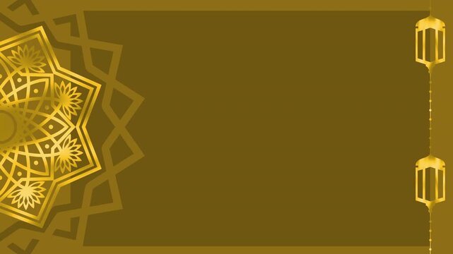 Golden mandala ramdan eid mubarak seamless looping in gold brown color. Perfect for ramadan eid mubarak greeting and wedding events.