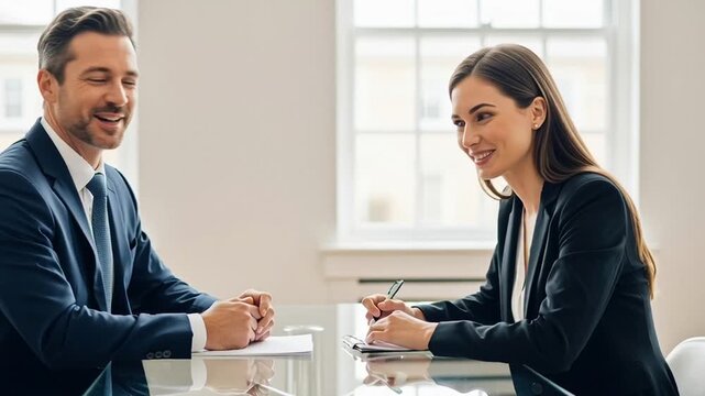Professional Business Meeting Between Man and Woman.