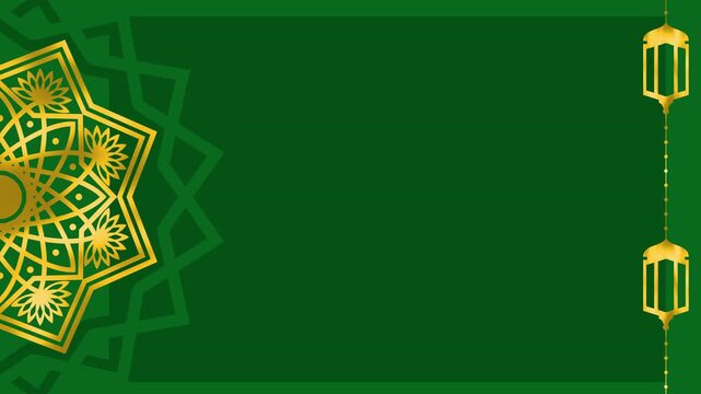 ramadan pattern with green background color featured with golden mandala seamless looping. these premium design for ramdan eid mubarak greeting and wedding events.
