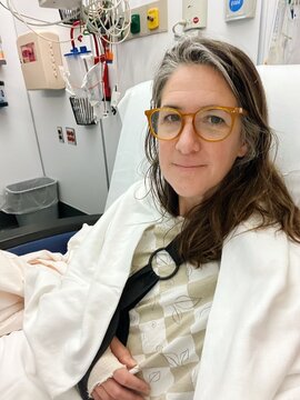 UGC selfie of woman recovering from surgery in hospital