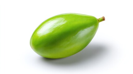 Fresh Green Avocado Isolated on White Background with Smooth Skin and Natural Shine for Healthy Food, Cooking, or Organic Lifestyle Concepts