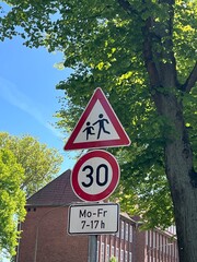 A school zone sign