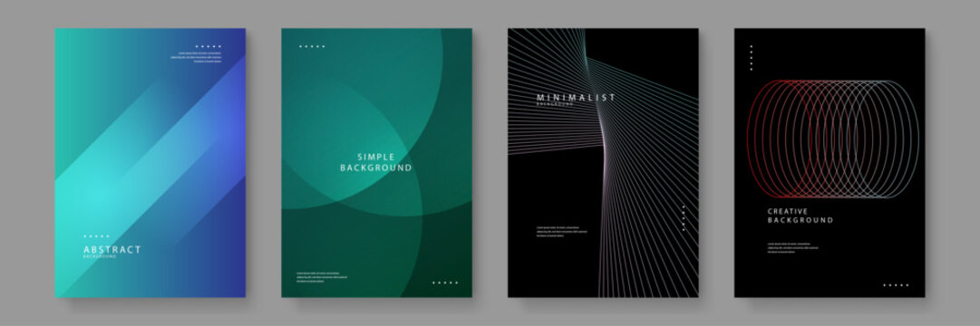 Collection of four stylish abstract backgrounds with geometric shapes and gradient colors for creative projects