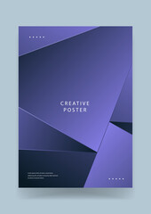 Fototapeta premium Sophisticated creative poster template with layered purple geometric shapes and subtle shadow depth