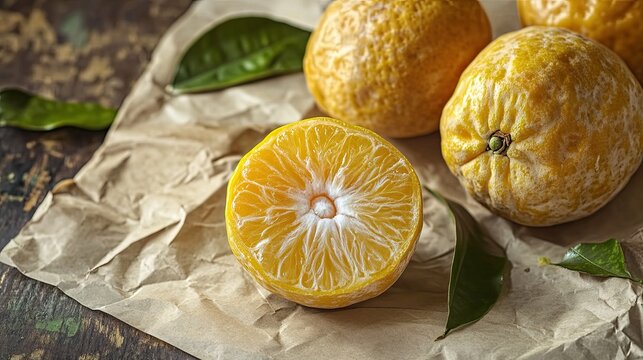 ugli fruit isolated on paper background
