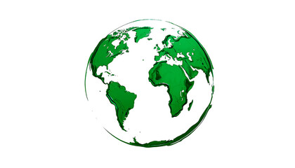 A glowing green Earth on a transparent background, symbolizing environmental protection and sustainability on Earth Day