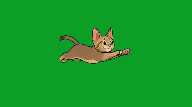 Cute cartoon cat running playfully 