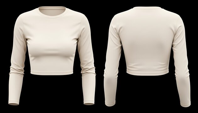 Mockup of an off-white color crop top long sleeve t-shirt