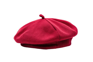 Red beret hat isolated PNG with Transparent Background
