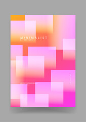 Fototapeta premium Abstract minimalist background featuring soft blurred pink and orange squares with glowing light effects