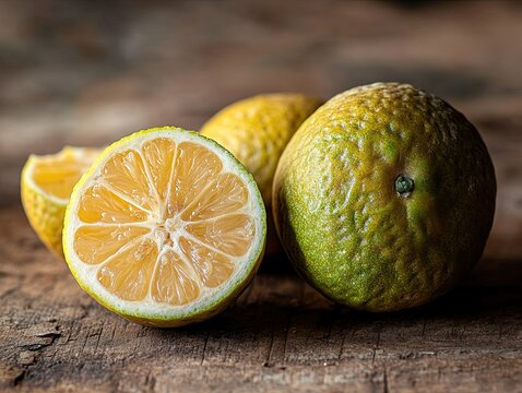 ugli fruit isolated on wooden background