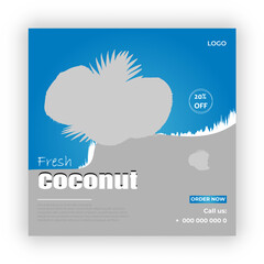 Fresh coconut social media post design template 