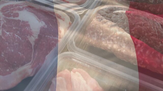 Opening frame showing steaks starting camera panning across trays, revealing bacon texture for demo