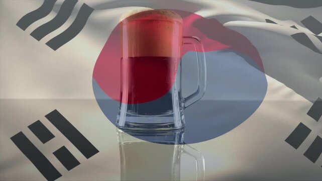 Lighting and focus shifting Taegeukgi rippling clear mug clarifying filling with dark brew for demo