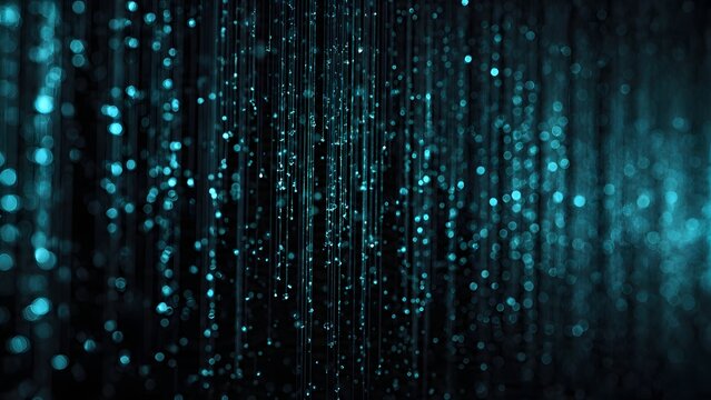Binary code Christmas glowing abstract night pattern with stars and particles
